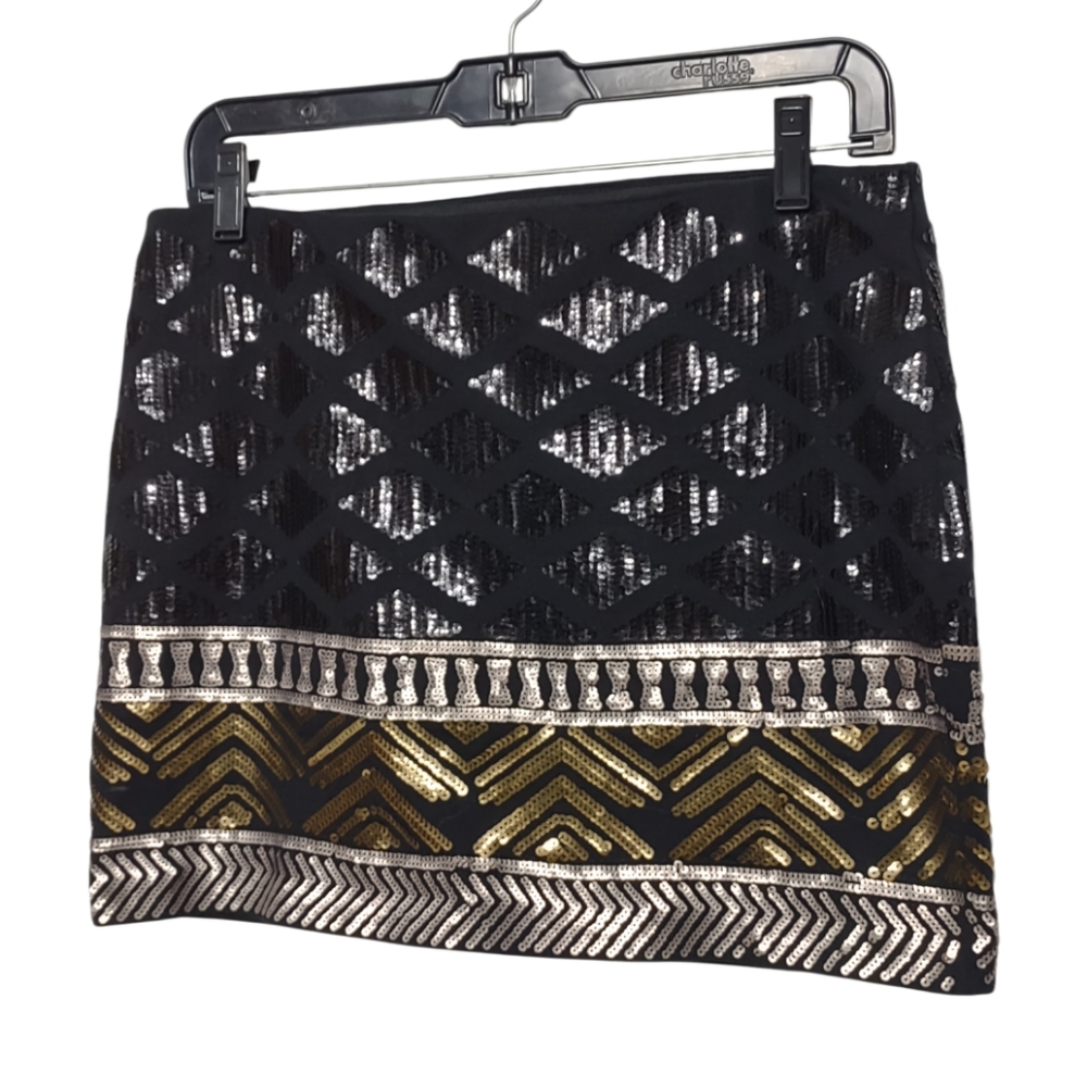Express Diamond Sequin Mini Skirt Size Small - Picture 9 of 12